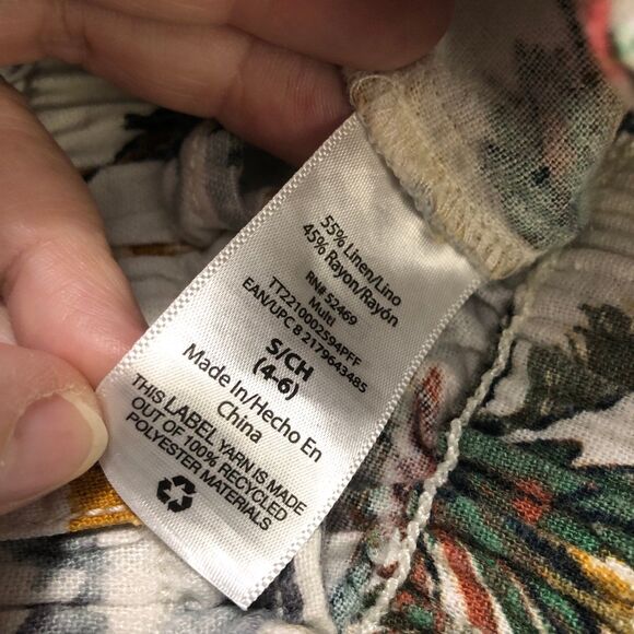 Vintage Linen Blend Tropical Island Shorts, Paperbag Elasic Waist, Pockets SZ S - Picture 11 of 11